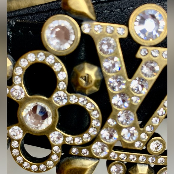 Louis Vuitton Black Satin Rhinestone Fleurs Runway Belt Limited/RARE 2010 COA - Picture 6 of 17